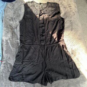 Loft Black Romper with Lace Detail sz Lp